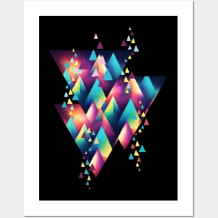 Abstract pattern of multicolored triangles Posters and Art